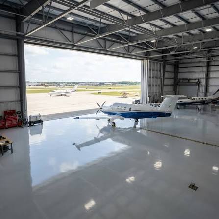Aeronave pequeña dentro de hangar
